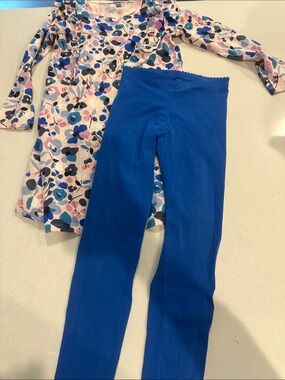 Tea Collection Blue Floral Top with Royal Blue Leggings